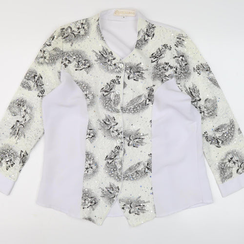 Exclusive Women's White Floral Embroidered Blouse M