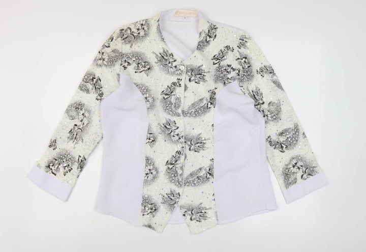 Exclusive Women's White Floral Embroidered Blouse M