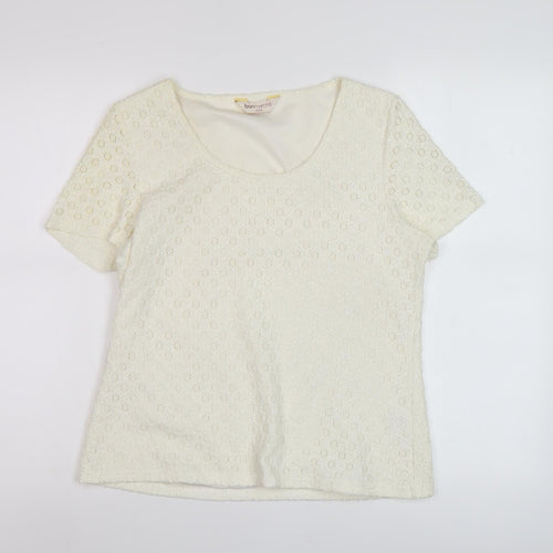 Bonmarché Women's Ivory Short Sleeve Top S/M
