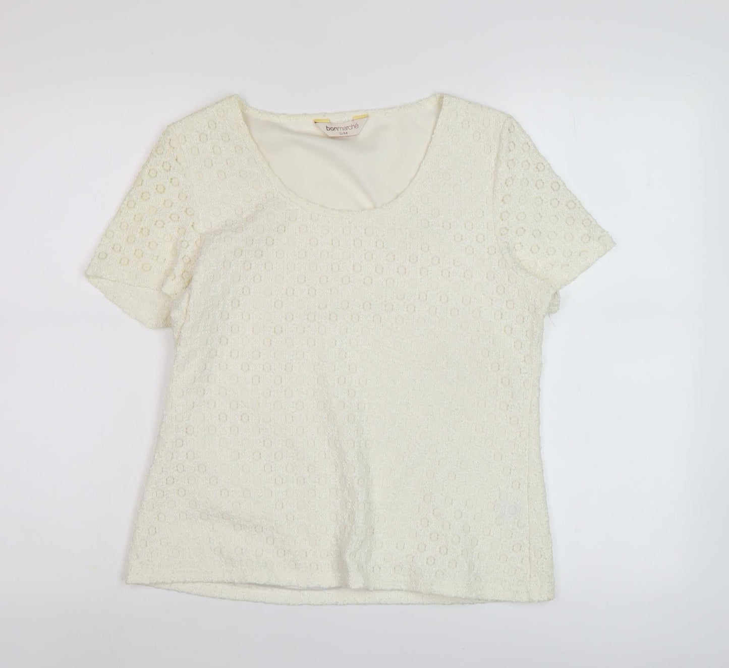 Bonmarché Women's Ivory Short Sleeve Top S/M