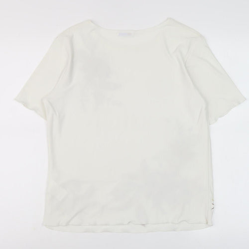 Damart Women's Beige Floral T-Shirt, Size 14