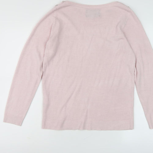 Maine New England Women Pink Jumper, Size 12, Button Accent