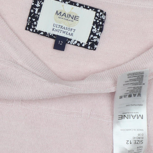 Maine New England Women Pink Jumper, Size 12, Button Accent