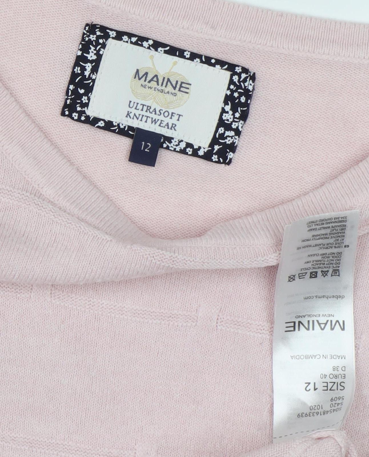 Maine New England Women Pink Jumper, Size 12, Button Accent