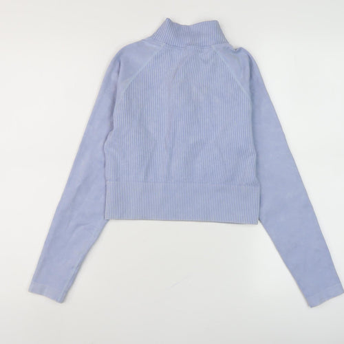 Gym King Women's Blue Striped High Neck Sweatshirt - Size 12