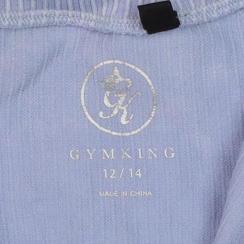 Gym King Women's Blue Striped High Neck Sweatshirt - Size 12