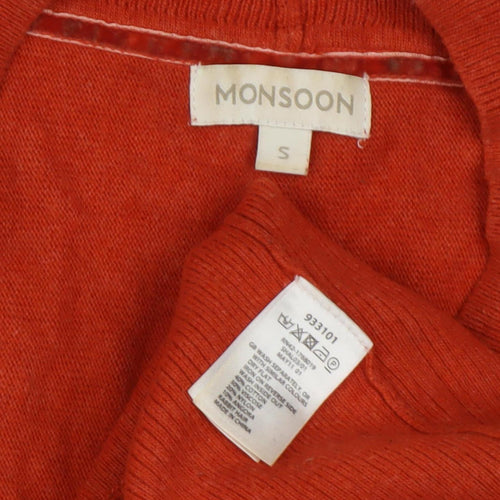 Monsoon Women's Red V-Neck Jumper, Size S, Casual