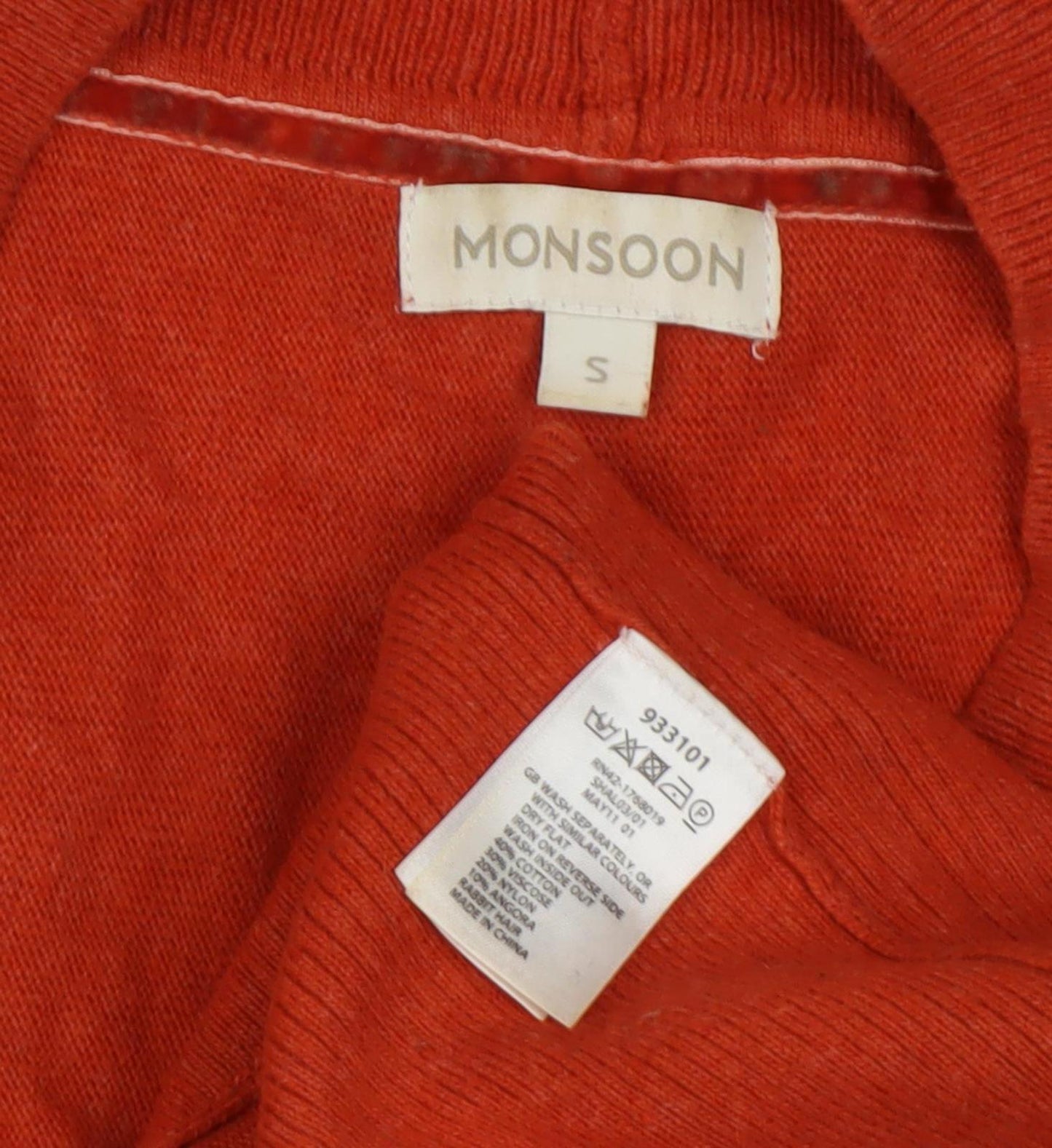 Monsoon Women's Red V-Neck Jumper, Size S, Casual