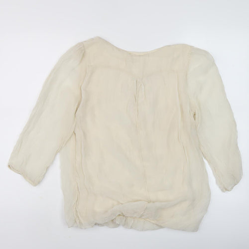 Prontomoda Giusy Beige Silk Blouse for Women - Size S