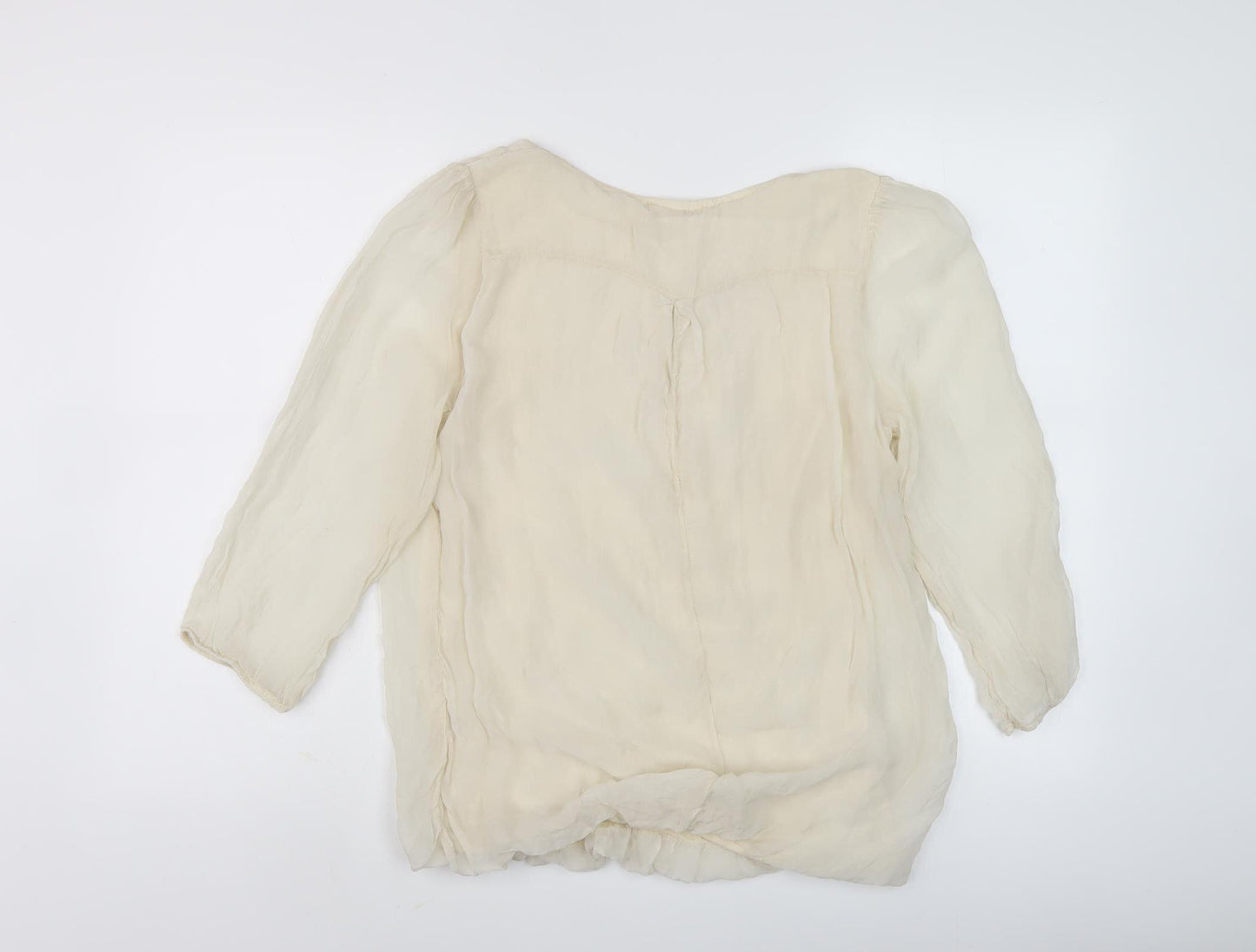 Prontomoda Giusy Beige Silk Blouse for Women - Size S