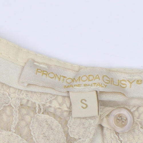 Prontomoda Giusy Beige Silk Blouse for Women - Size S