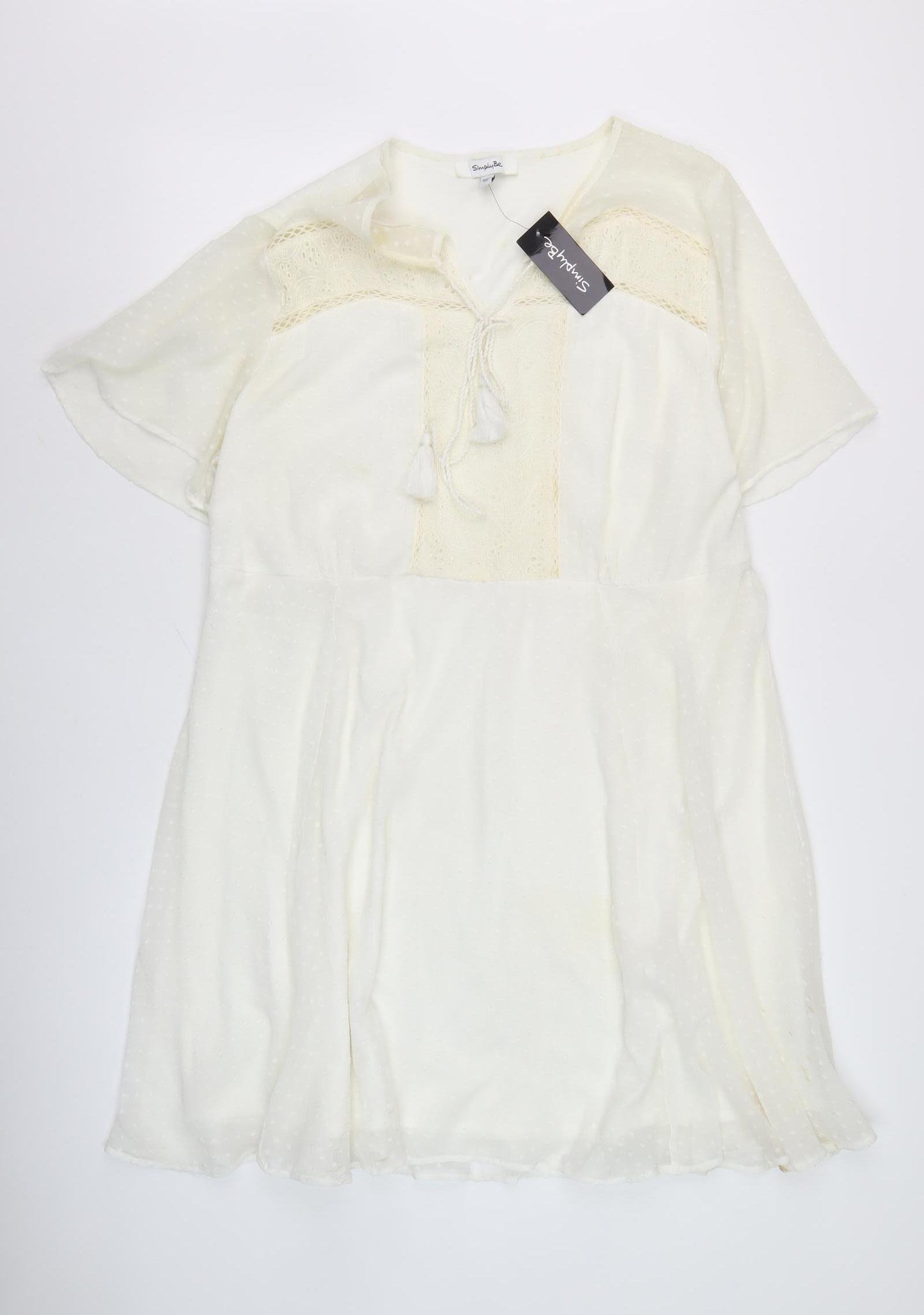 Simply Be Ivory Women's Dress, Size 18, Elegant Half Sleeve