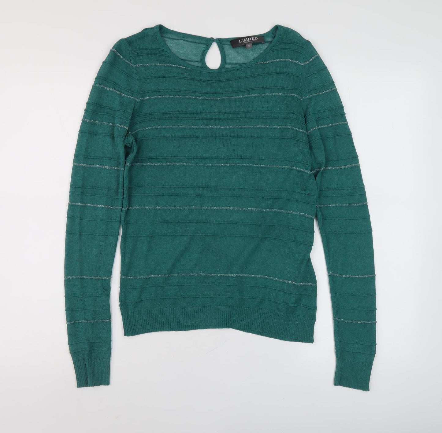 Limited Collection Women's Green Striped Pullover Jumper Size 12