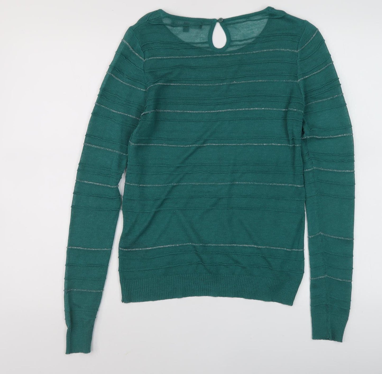 Limited Collection Women's Green Striped Pullover Jumper Size 12