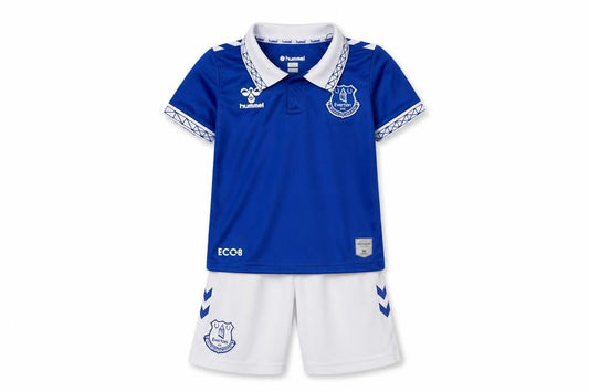 Front view of Hummel boys’ sports set blue white 3-4 years shorts top