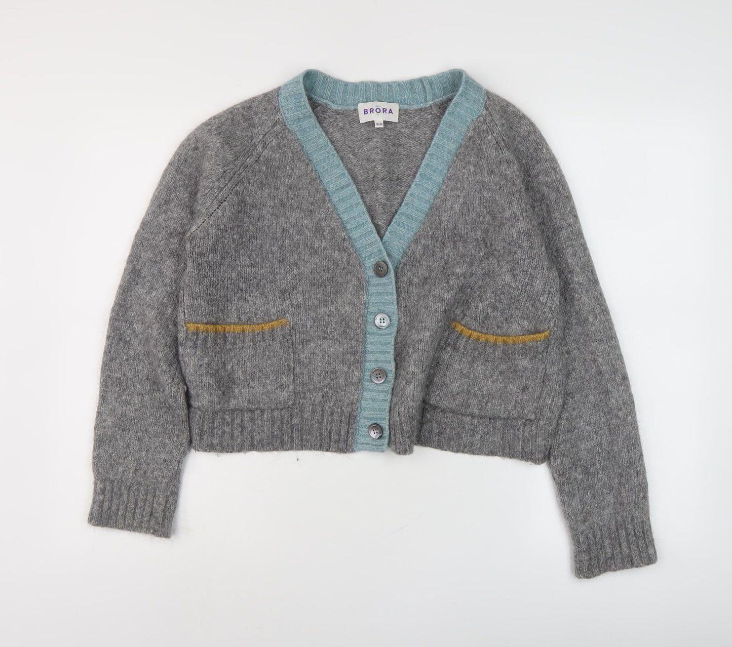 Brora Women's Grey Wool Cashmere Cardigan S/M