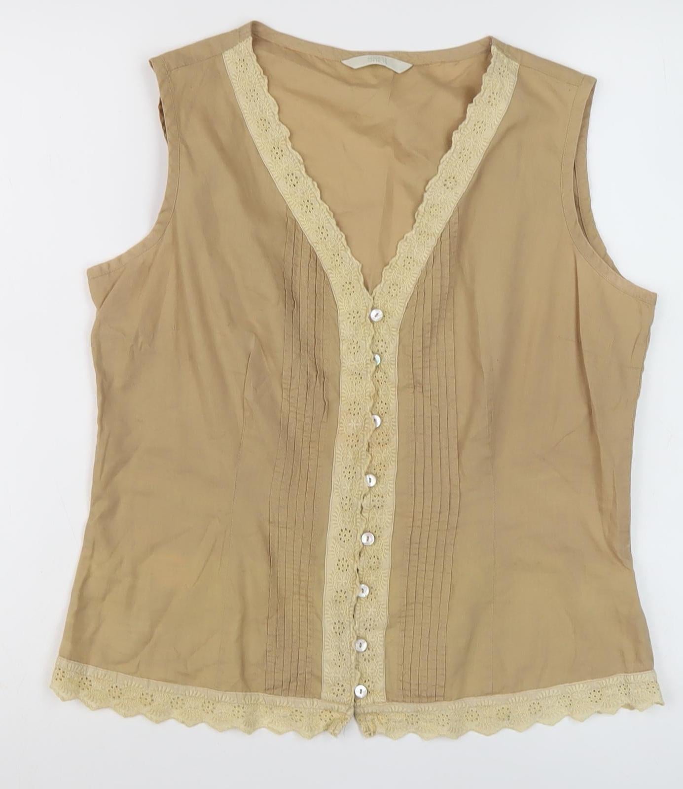 Marks and Spencer Beige Sleeveless Blouse UK 14