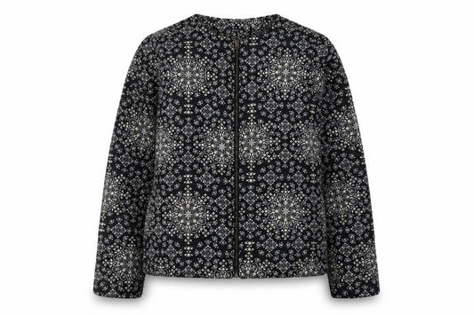 Klass Women's Black Geometric Full Zip Jacket Size 14