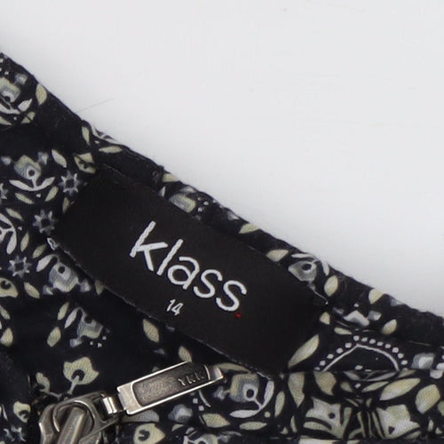 Klass Women's Black Geometric Full Zip Jacket Size 14