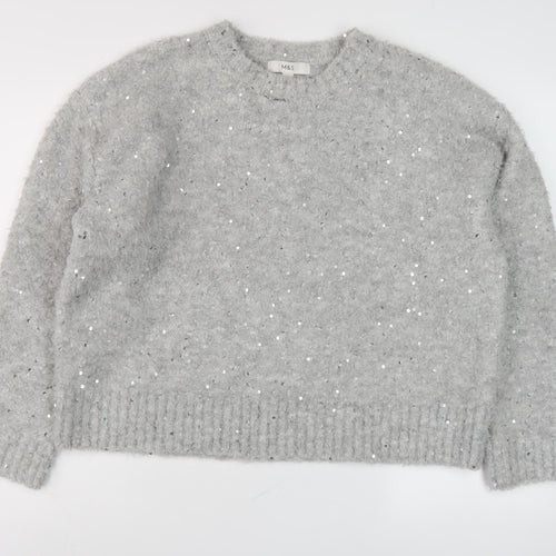 Marks and Spencer Women's Grey Sequin Pullover Jumper L