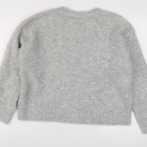 Marks and Spencer Women's Grey Sequin Pullover Jumper L