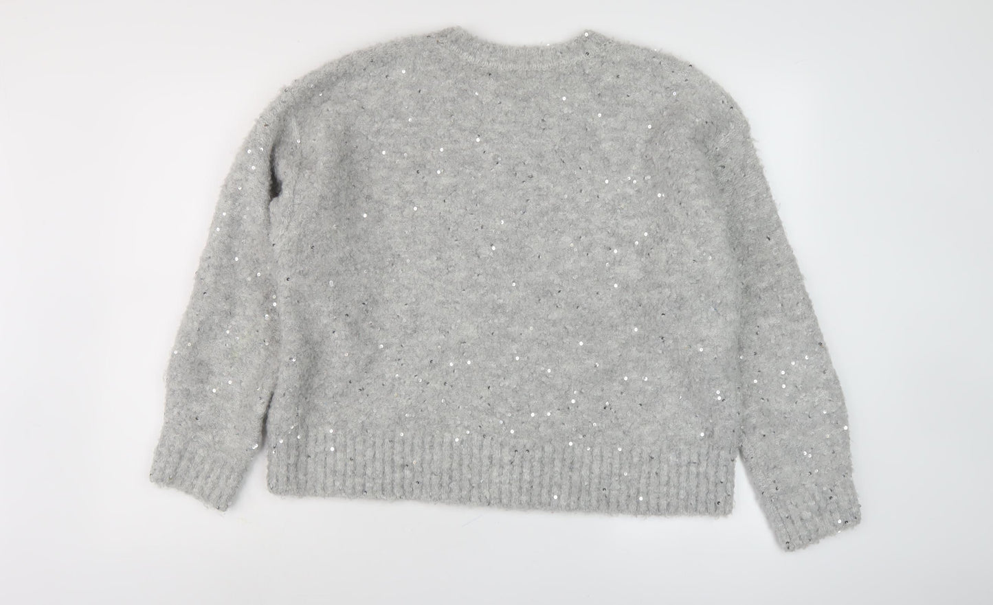 Marks and Spencer Women's Grey Sequin Pullover Jumper L