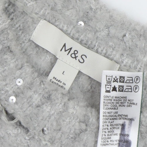 Marks and Spencer Women's Grey Sequin Pullover Jumper L