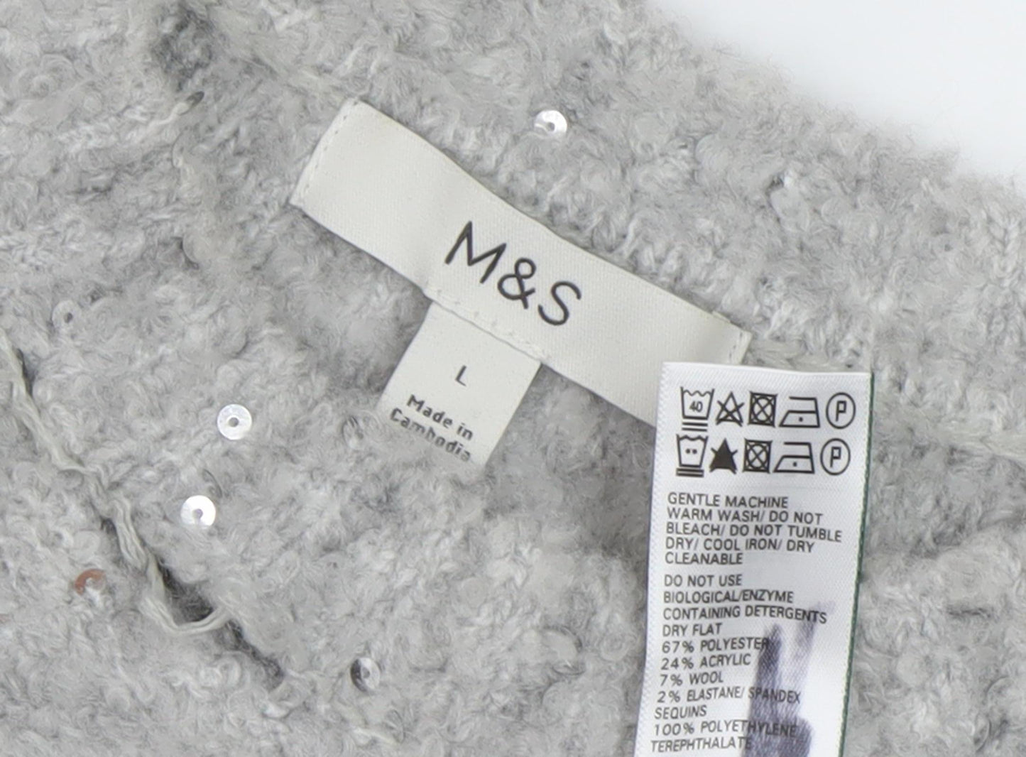 Marks and Spencer Women's Grey Sequin Pullover Jumper L