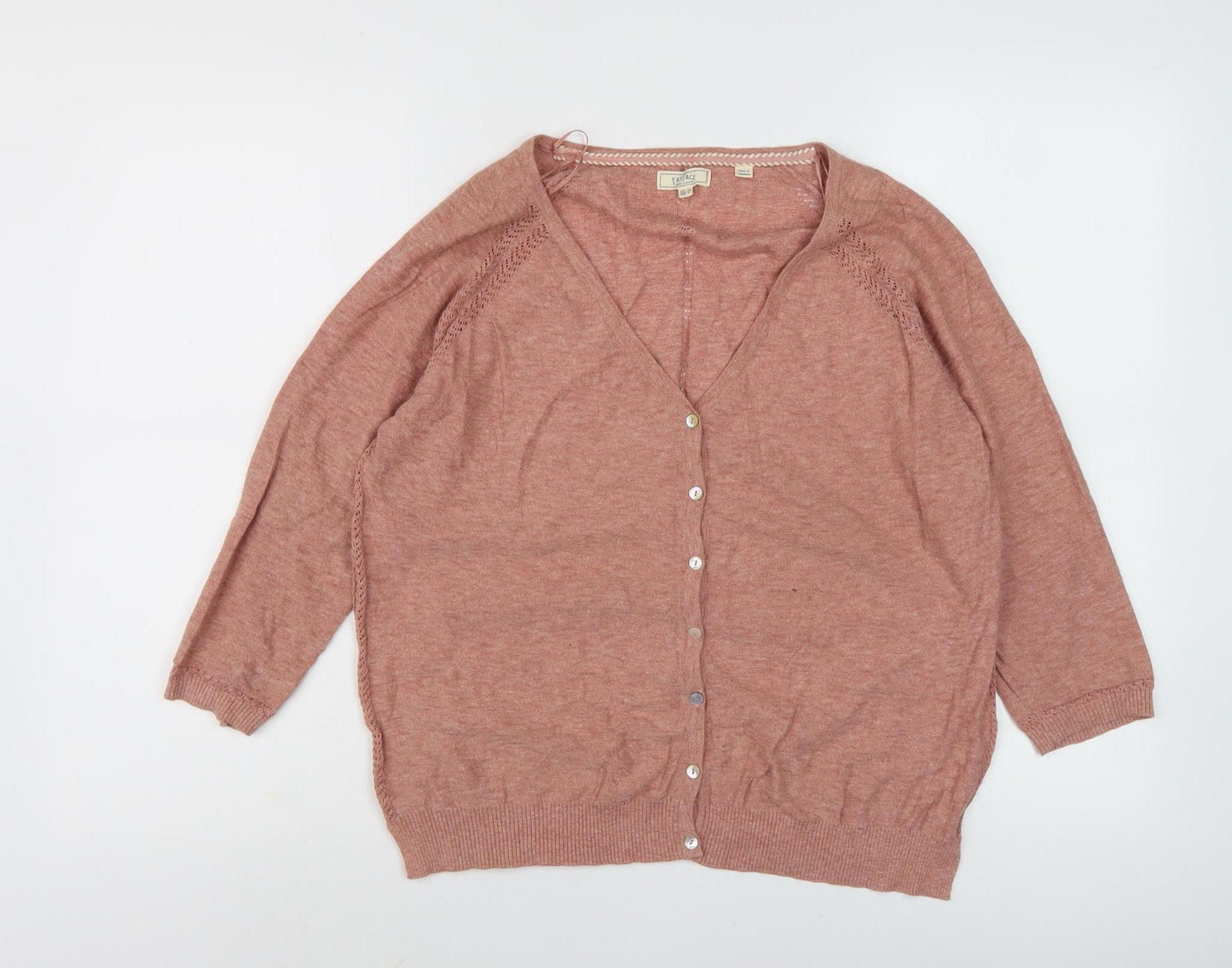 Fat Face Women's Pink Cardigan Size 12 V-Neck