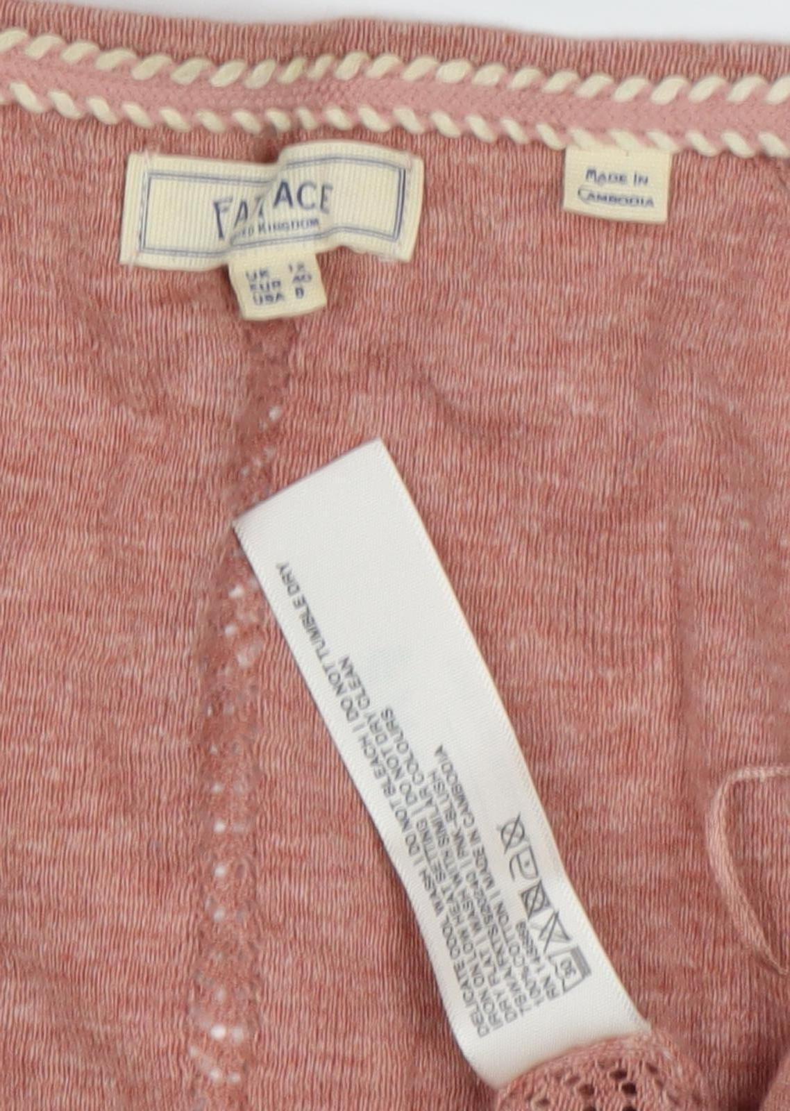 Fat Face Women's Pink Cardigan Size 12 V-Neck