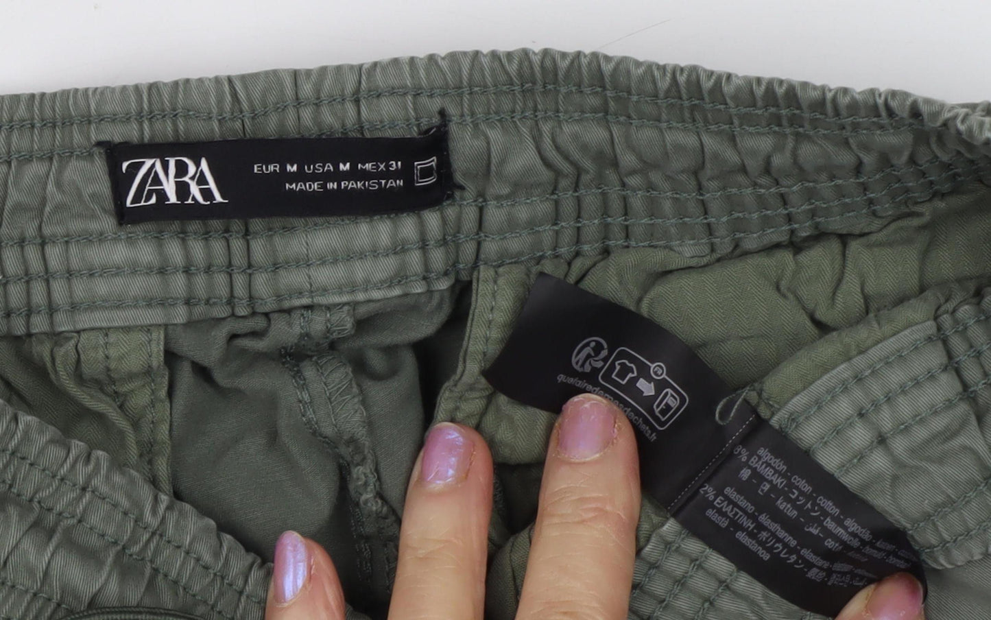 Zara Women's Green Jogger Trousers, M, Cotton Blend