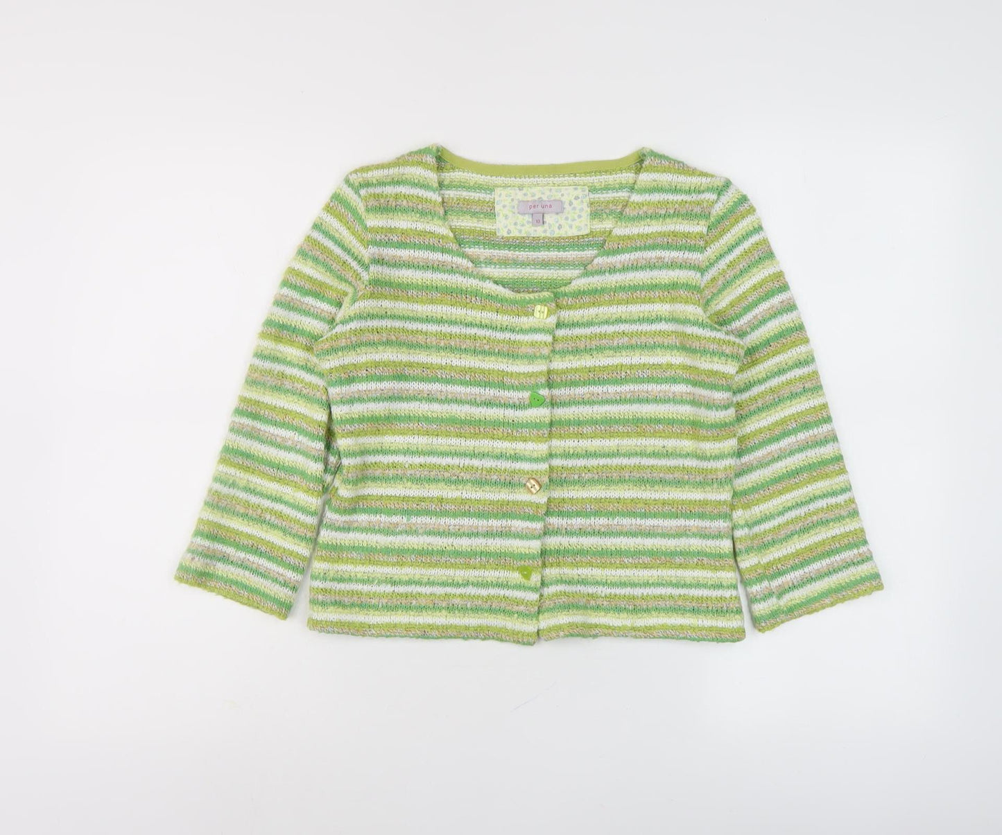 Per Una Women's Green Striped Cardigan Size 10