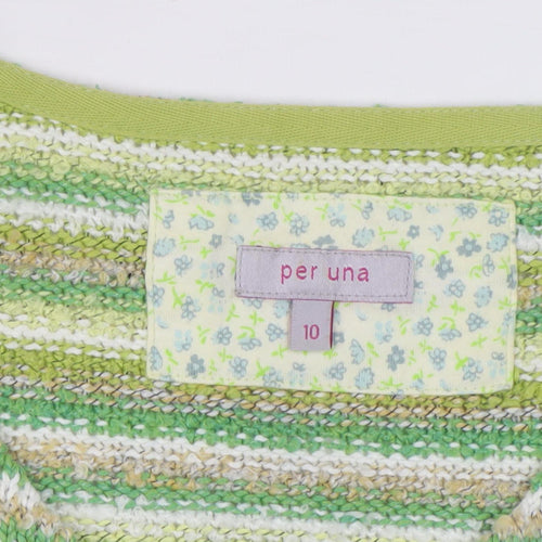 Per Una Women's Green Striped Cardigan Size 10