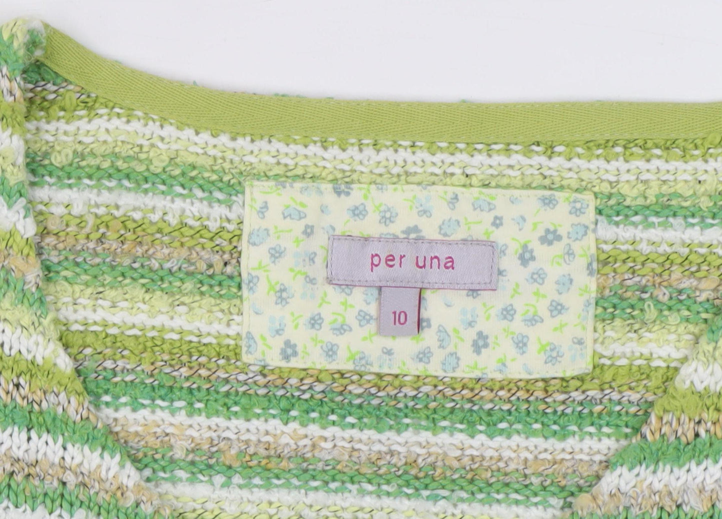 Per Una Women's Green Striped Cardigan Size 10