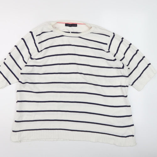 Marks and Spencer Women's White Striped Pullover Jumper Size 20