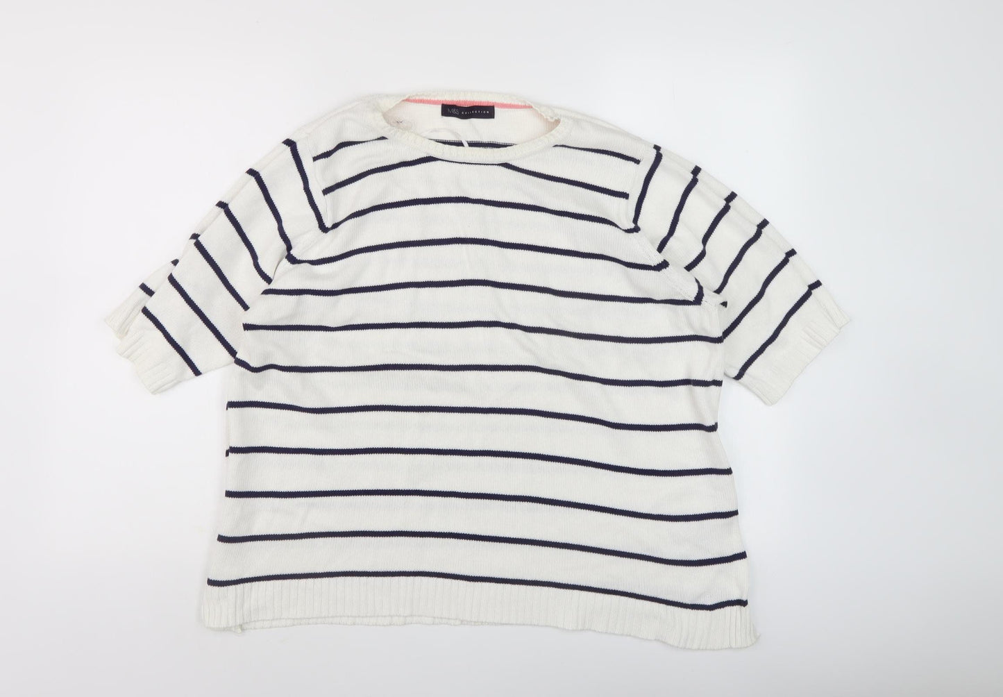 Marks and Spencer Women's White Striped Pullover Jumper Size 20