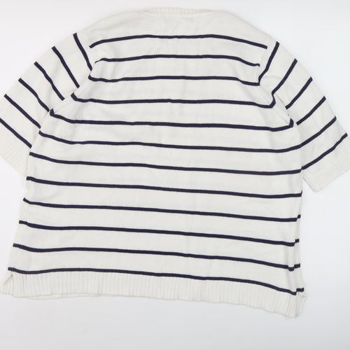 Marks and Spencer Women's White Striped Pullover Jumper Size 20