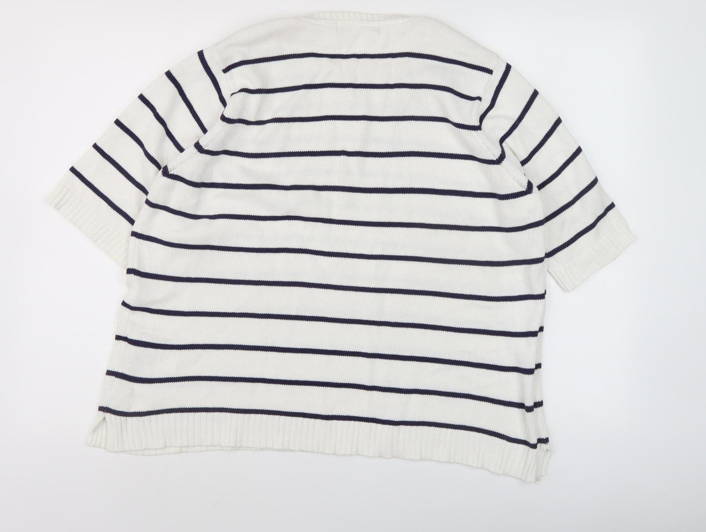 Marks and Spencer Women's White Striped Pullover Jumper Size 20