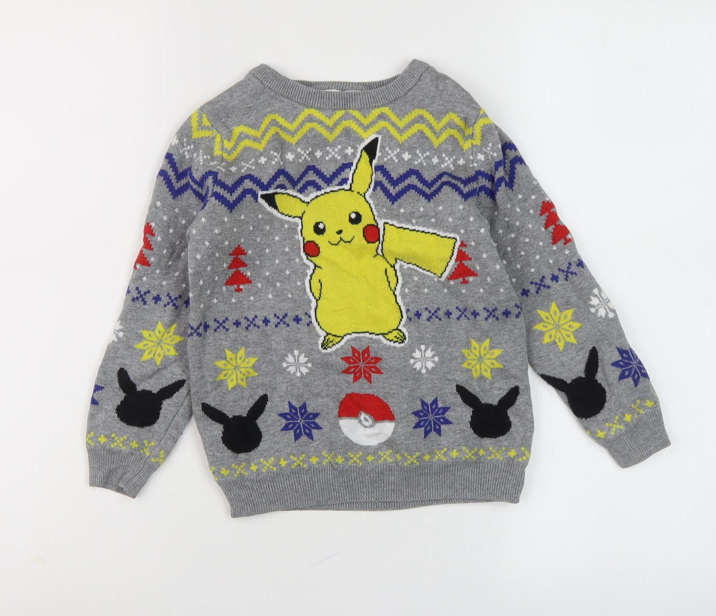 Tu Boys Pokémon Grey Christmas Jumper 7 Years