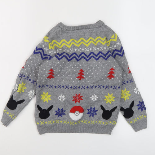 Tu Boys Pokémon Grey Christmas Jumper 7 Years
