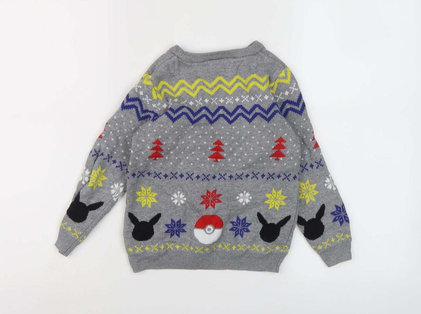 Tu Boys Pokémon Grey Christmas Jumper 7 Years