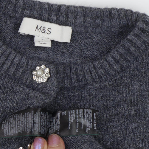 Marks and Spencer Women's Grey Wool Blend Cardigan, Size S