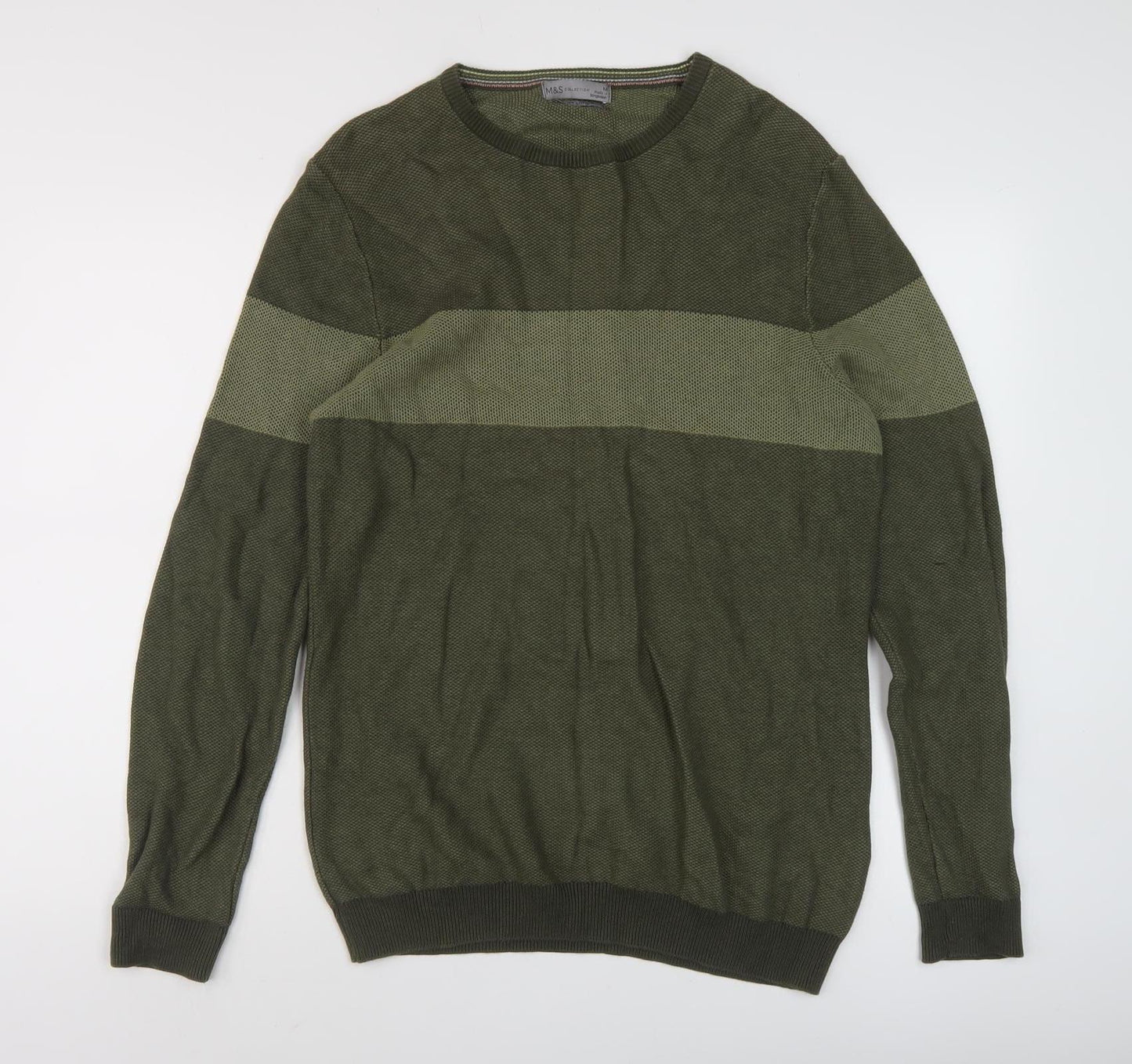 Marks and Spencer Mens Green Medium Pullover Jumper
