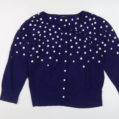 Roman Women's Blue Cardigan Polka Dot Size 12
