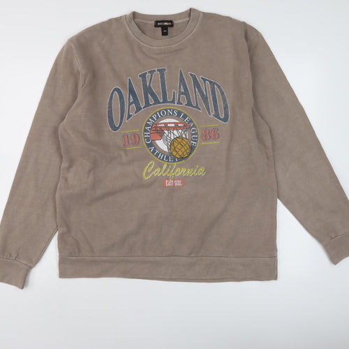 QED London Men's Brown Graphic Sweatshirt M