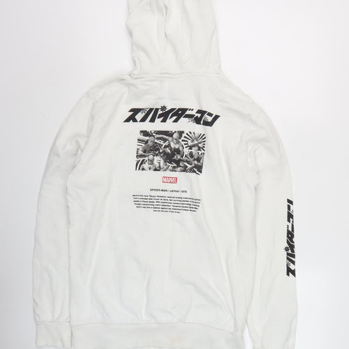 Marvel Men's White Anime Hoodie M Pullover with Logo