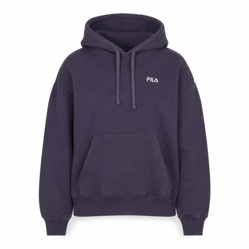 Front view of Fila unisex adults purple pullover hoodie, size 8