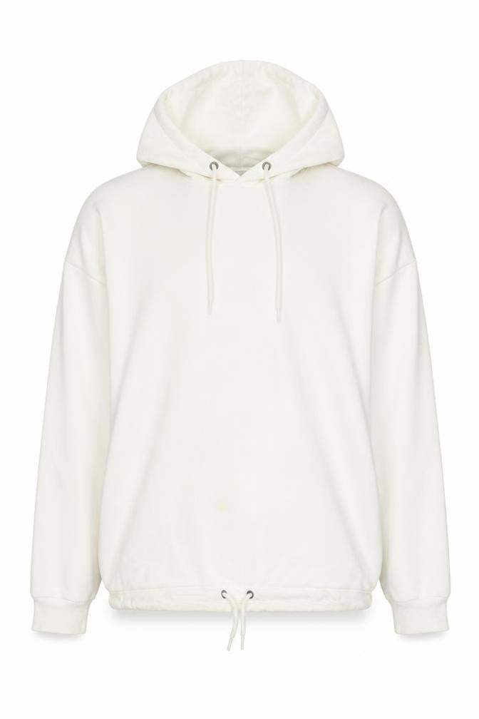 Front view of Topman Ivory Pullover Hoodie, Men's M, Cotton, Hooded