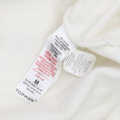 Topman Ivory Pullover Hoodie, Men's M, Cotton, Hooded