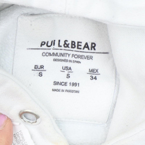 Pull & Bear Men's White S Pullover Hoodie